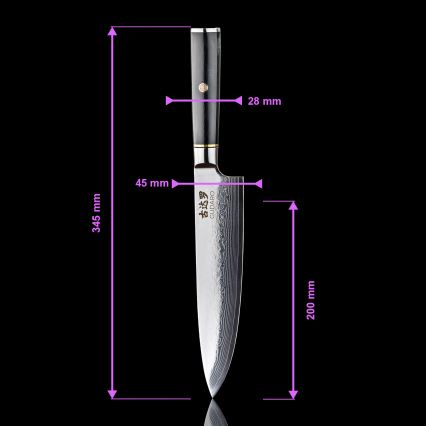 Gudaro - AKIRO 3-piece Damascus Kitchen Knife Set + Magnetic Knife Holder