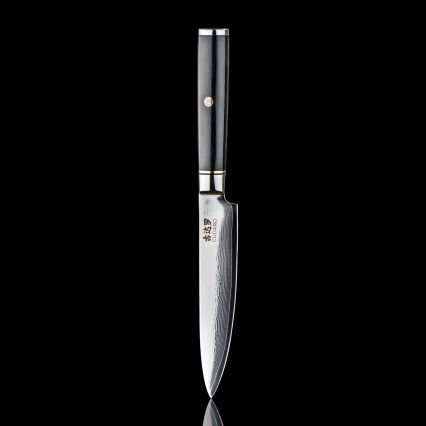 Gudaro - AKIRO 5 Damascus All-Purpose Kitchen Knife, 67-Layer Steel, 12.5 cm, Black
