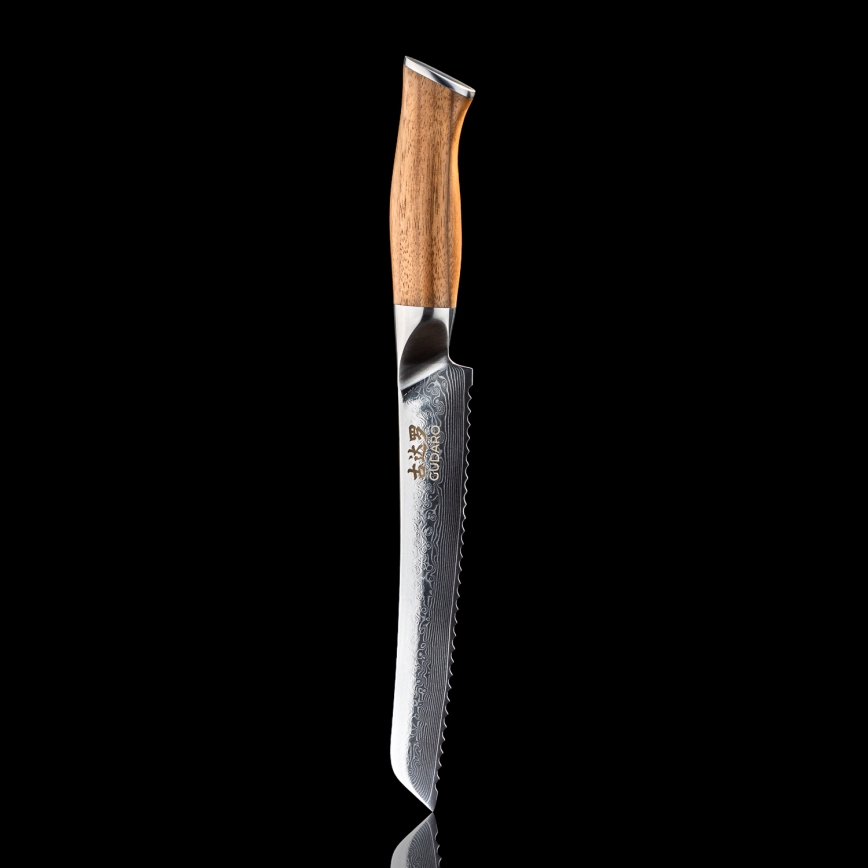 Gudaro - TAKUMI 8 Damascus bread knife, 67-layer steel, 20 cm blade, walnut handle