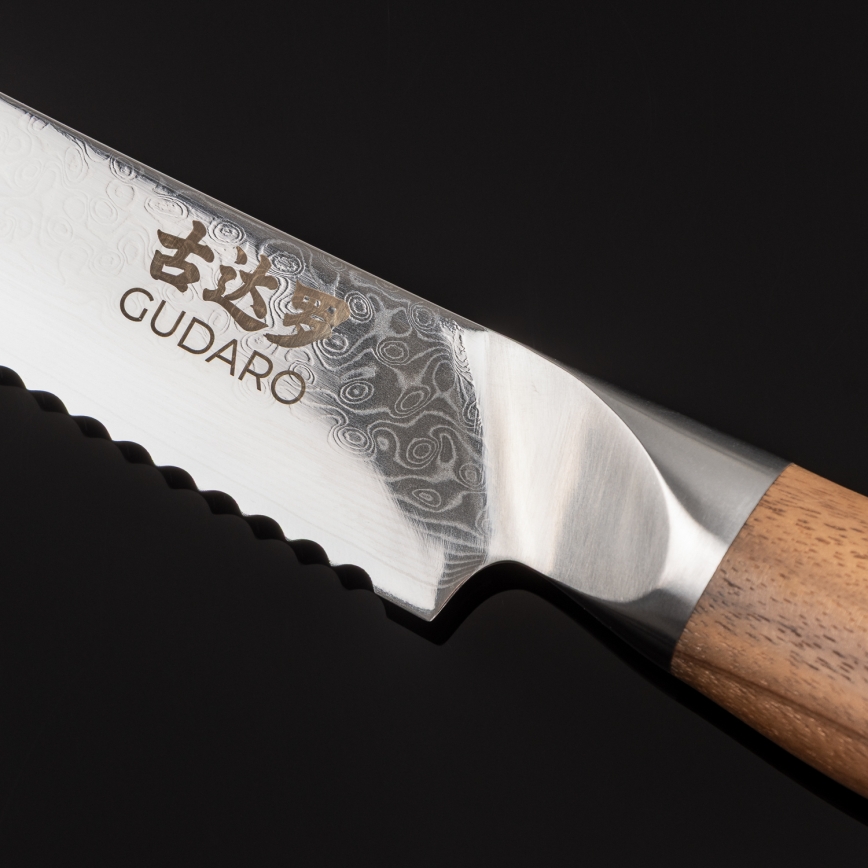 Gudaro - TAKUMI 8 Damascus bread knife, 67-layer steel, 20 cm blade, walnut handle