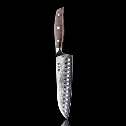 Gudaro - SHIRO 7 Damascus Santoku kitchen knife, 67-layer steel, length 17.5 cm
