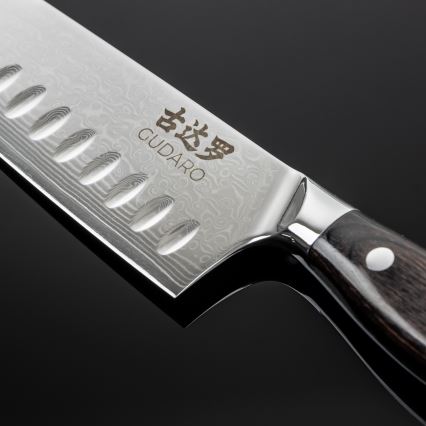 Gudaro - SHIRO 7 Damascus Santoku kitchen knife, 67-layer steel, length 17.5 cm