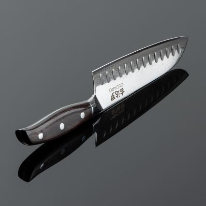 Gudaro - SHIRO 7 Damascus Santoku kitchen knife, 67-layer steel, length 17.5 cm