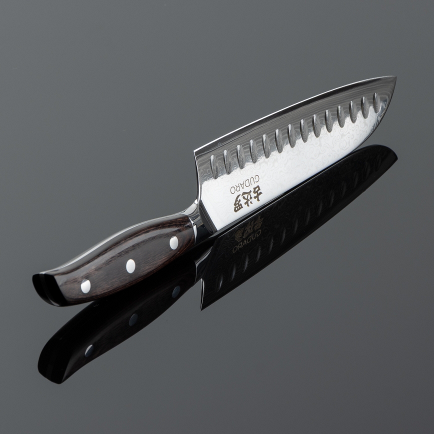 Gudaro - SHIRO 7 Damascus Santoku kitchen knife, 67-layer steel, length 17.5 cm