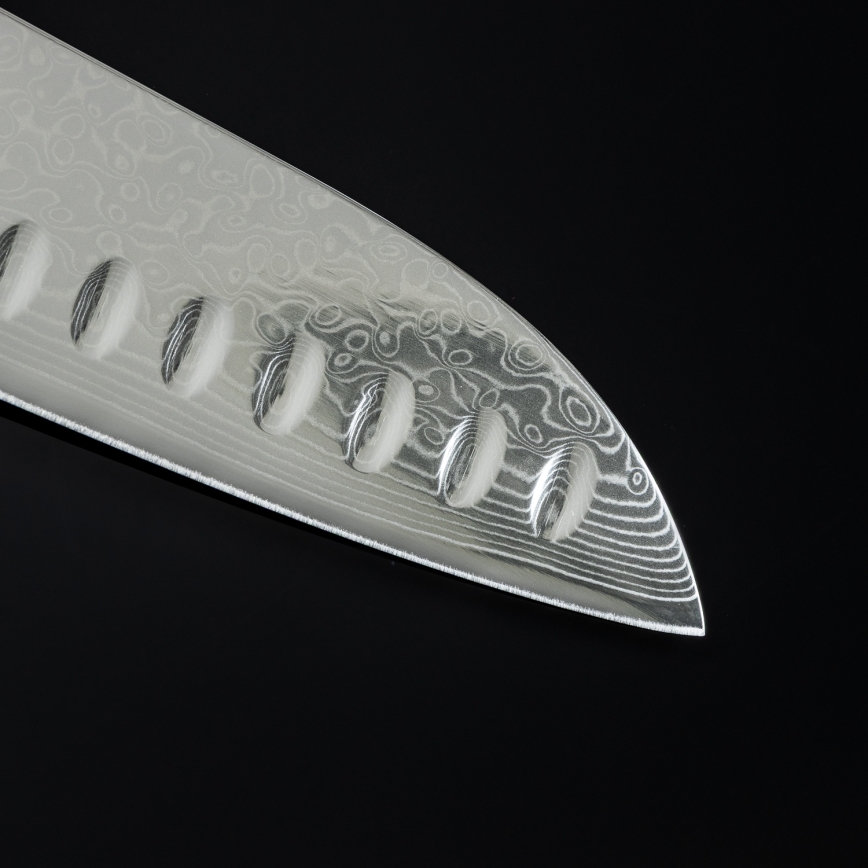 Gudaro - SHIRO 7 Damascus Santoku kitchen knife, 67-layer steel, length 17.5 cm