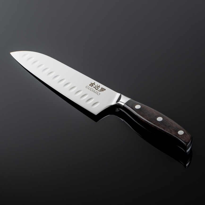 Gudaro - SHIRO 7 Damascus Santoku kitchen knife, 67-layer steel, length 17.5 cm