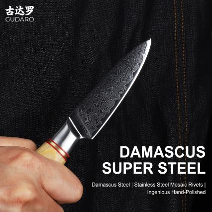 Gudaro - HIKARI 3.5 Damascus Kitchen Knife, 67-layer steel, length 9.5 cm