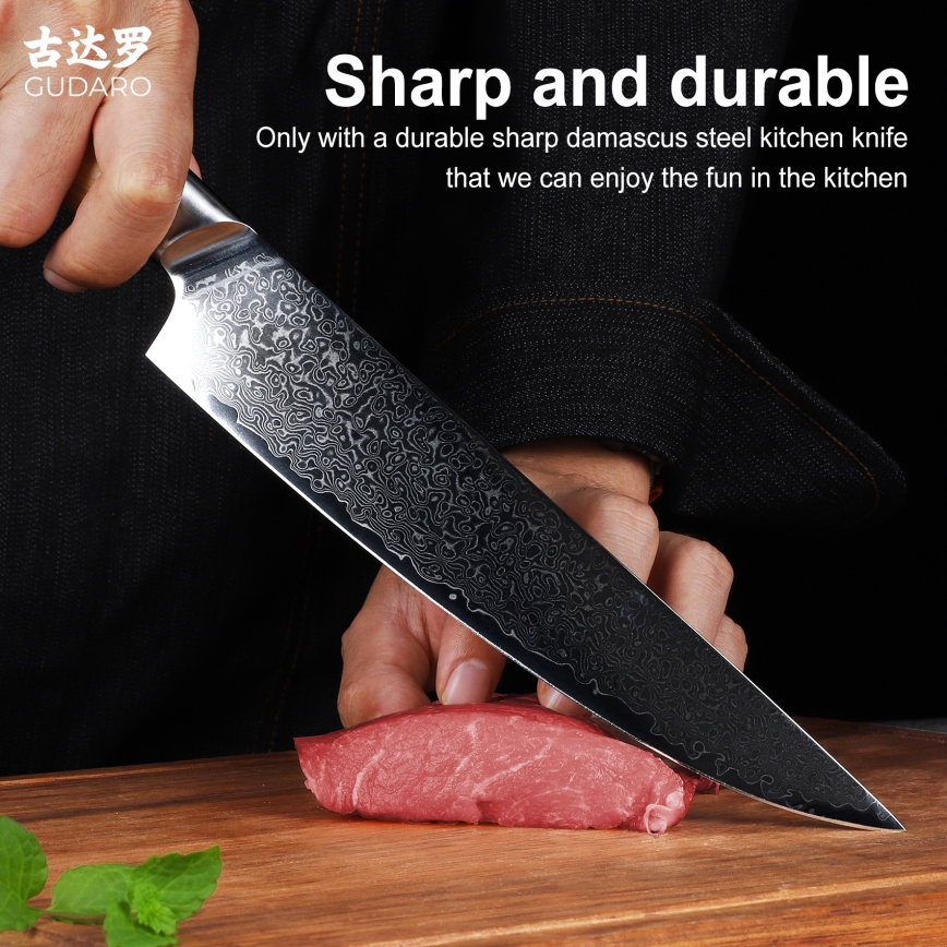 Gudaro - HIKARI 8 Damascus Slicing Knife, 67-layer steel, 20 cm blade length