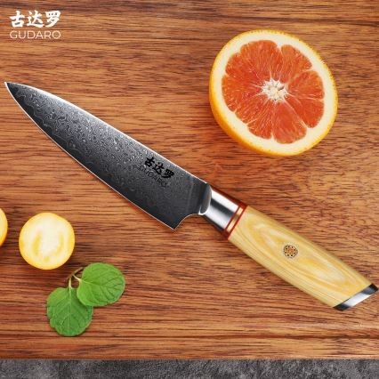 Gudaro - HIKARI 5 Damascus All-Purpose Kitchen Knife, 67-layer steel, length 12.5 cm