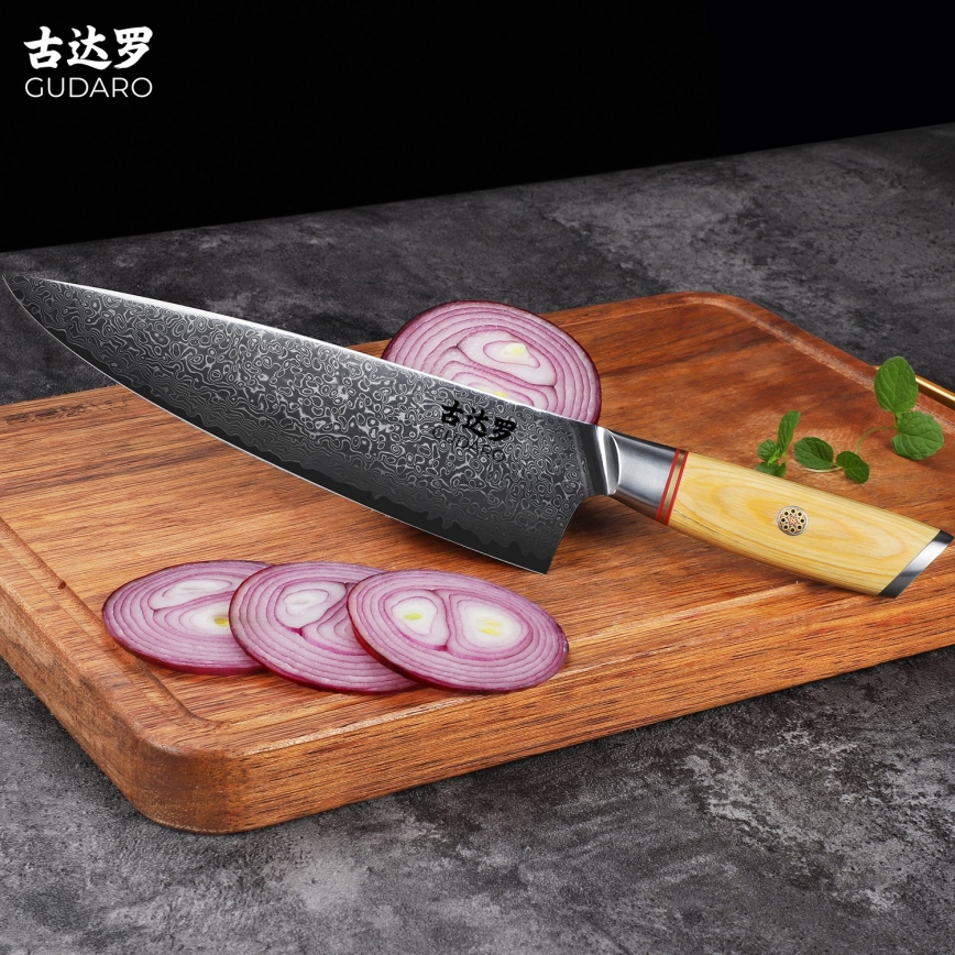 Gudaro - HIKARI Damascus Chef's Knife 8, 67-layer steel, 20 cm blade