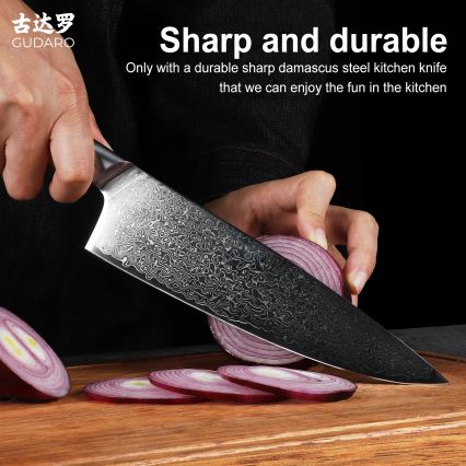 Gudaro - HIKARI Damascus Chef's Knife 8, 67-layer steel, 20 cm blade