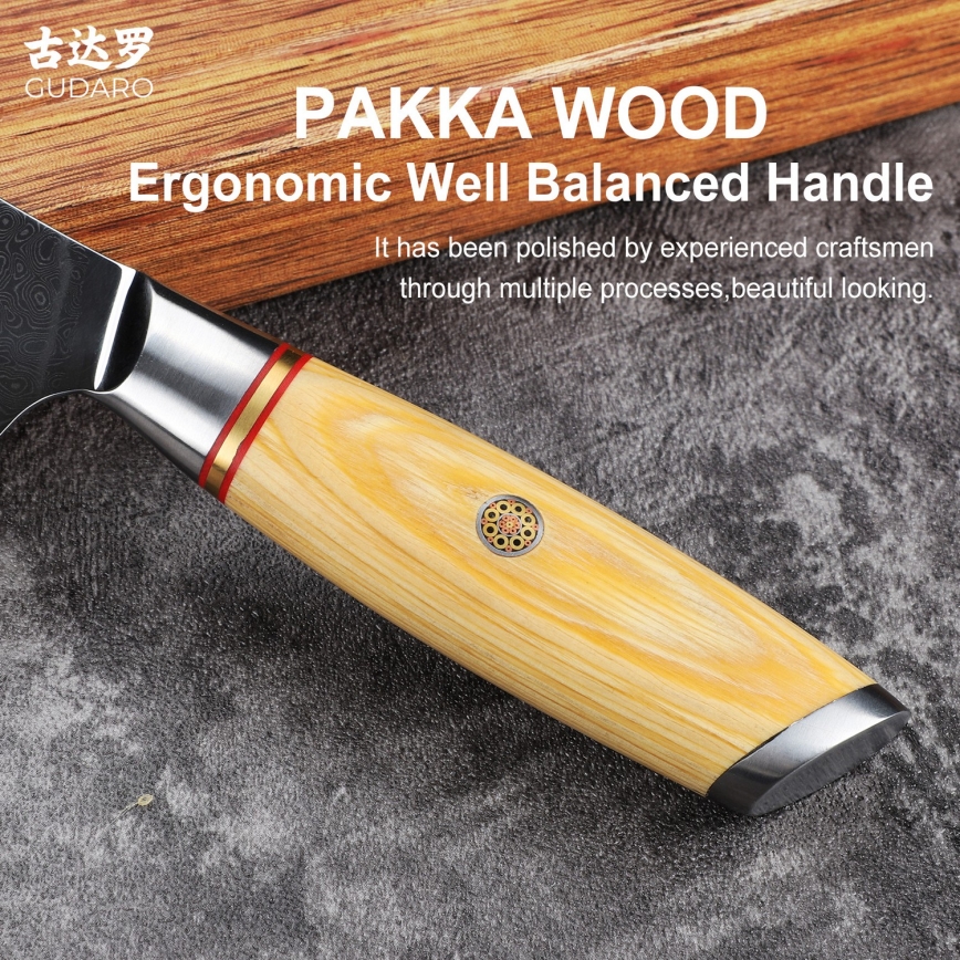 Gudaro - HIKARI Damascus Chef's Knife 8, 67-layer steel, 20 cm blade