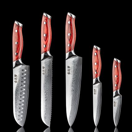 Gudaro - KENSHO 5-Piece Damascus Kitchen Knife Set with Magnetic Knife Holder