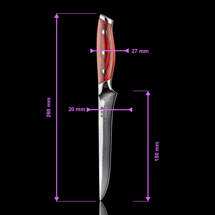 Gudaro - KENSHO 6 Damascus Boning Knife, 67-layer Damascus steel, 15 cm blade length