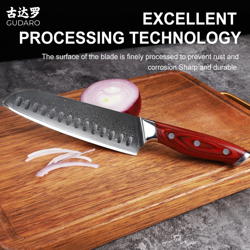 Gudaro - KENSHO 7-piece kitchen knife set with acacia wood block