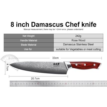 Gudaro - KENSHO 7-piece kitchen knife set with acacia wood block