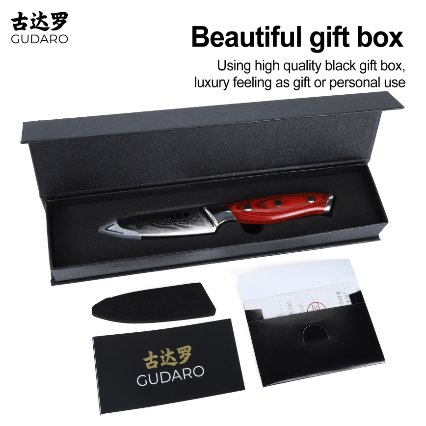 Gudaro - KENSHO Damascus kitchen knife 3.5, 67-layer steel, length 9.5 cm