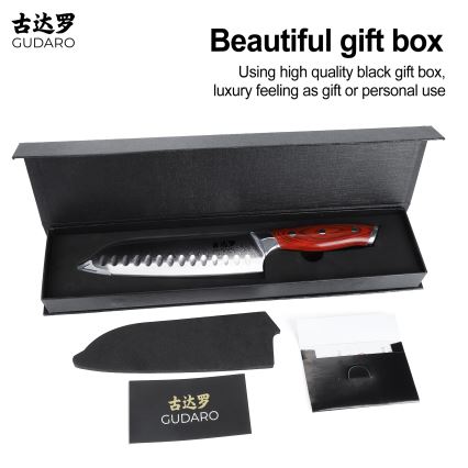 Gudaro - Damascus Santoku kitchen knife KENSHO 7, 67-layer steel, length 17.5 cm