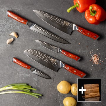 Gudaro - MIYABI 5-Piece Damascus Steel Kitchen Knife Set + Magnetic Holder
