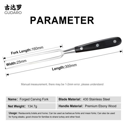 Gudaro - MIYABI Kitchen Fork, Black/Pakka