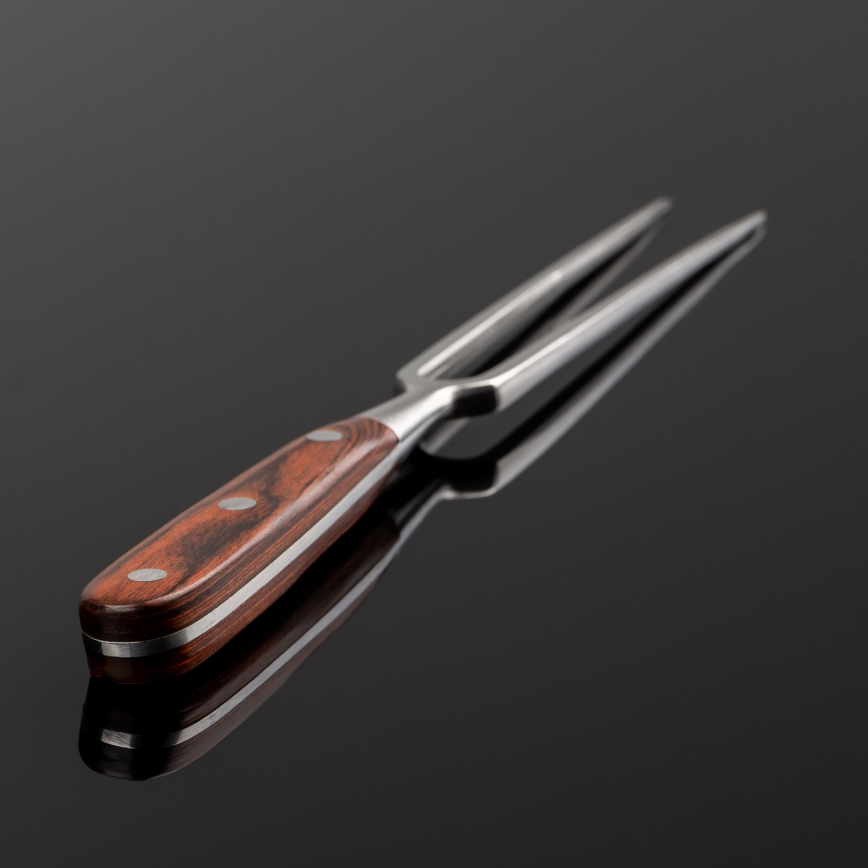 Gudaro - MIYABI Kitchen Fork, Red/Pakkawood