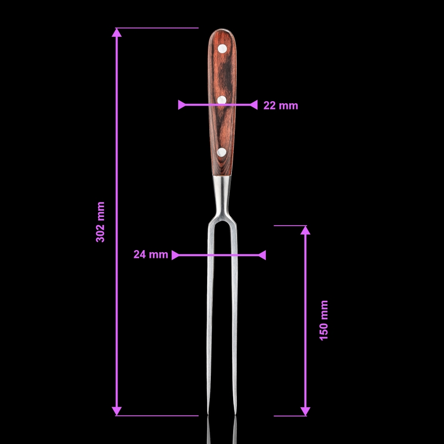 Gudaro - MIYABI Kitchen Fork, Red/Pakkawood
