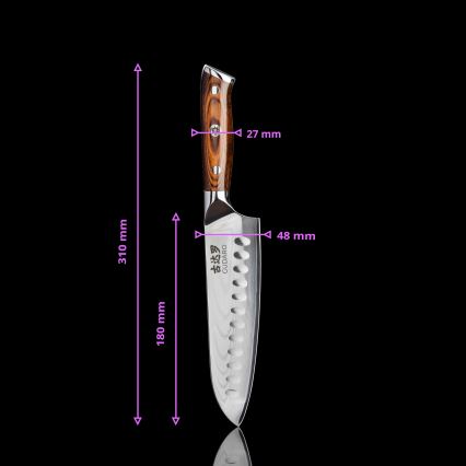 Gudaro - SET 1x Damascus chef's knife FENG 8, 67-layer steel, blade length 20 cm + 1x Damascus Santoku kitchen knife FENG 7.5, 67-layer steel, blade length 18 cm + 1x FREE Damascus kitchen knife FENG 3.5, 67-layer steel, blade length 9.5 cm