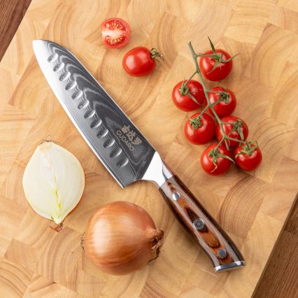 Gudaro - SET: 1x FENG Damascus 8, 67-layer steel, length 20 cm + 1x FENG Damascus Santoku 7.5, 67-layer steel, length 18 cm + 1x FREE FENG Damascus paring knife 3.5, 67-layer steel, length 9.5 cm