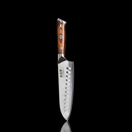 Gudaro - SET: 1x FENG Damascus 8, 67-layer steel, length 20 cm + 1x FENG Damascus Santoku 7.5, 67-layer steel, length 18 cm + 1x FREE FENG Damascus paring knife 3.5, 67-layer steel, length 9.5 cm