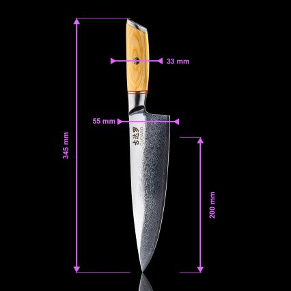 Gudaro - 5-piece HIKARI Damascus kitchen knife set + knife stand and poultry shears
