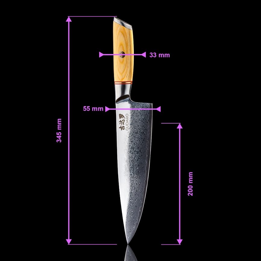 Gudaro - 5-piece HIKARI Damascus kitchen knife set + knife stand and poultry shears