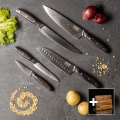 Gudaro - Set of 5 SHIRO Damascus Kitchen Knives + Magnetic Knife Holder