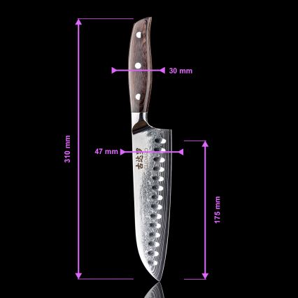 Gudaro - Set of 5 SHIRO Damascus Kitchen Knives + Magnetic Knife Holder