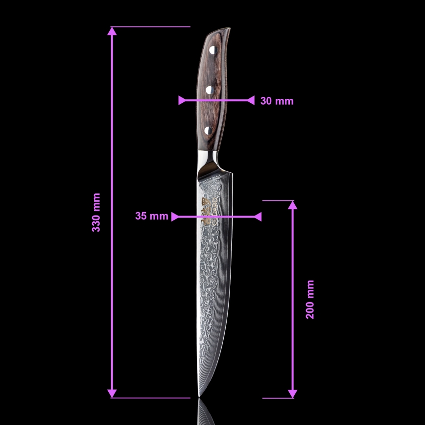 Gudaro - Set of 5 SHIRO Damascus Kitchen Knives + Magnetic Knife Holder