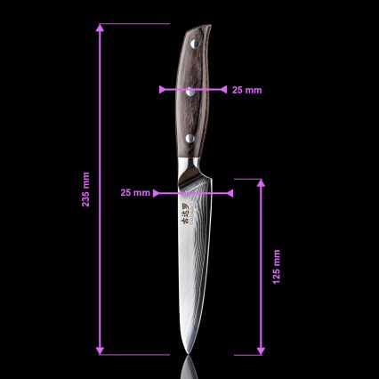 Gudaro - Set of 5 SHIRO Damascus Kitchen Knives + Magnetic Knife Holder