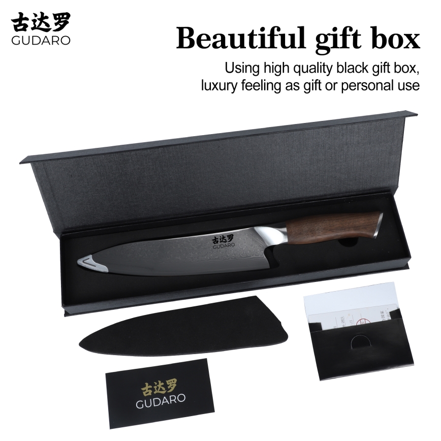 Gudaro - Damascus Chef's Knife TAKUMI 8, 67-layer steel, 20 cm length, walnut