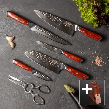 Gudaro — MIYABI 5-Piece Damascus Kitchen Knife Set + Knife Stand and Poultry Shears