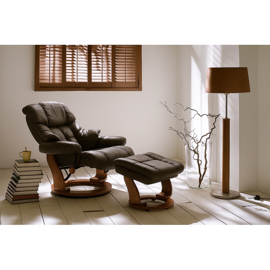 HABI Adjustable Recliner Chair, Brown/Walnut