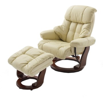 HABI Adjustable Recliner Chair, Cream/Walnut