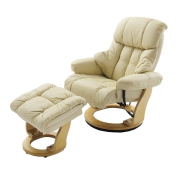 HABI Adjustable Recliner Cream/Natural Oak