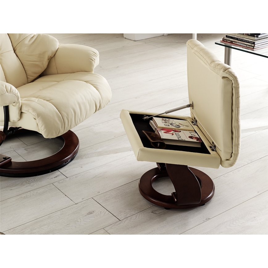 HABI Reclining Armchair, Cream/Walnut