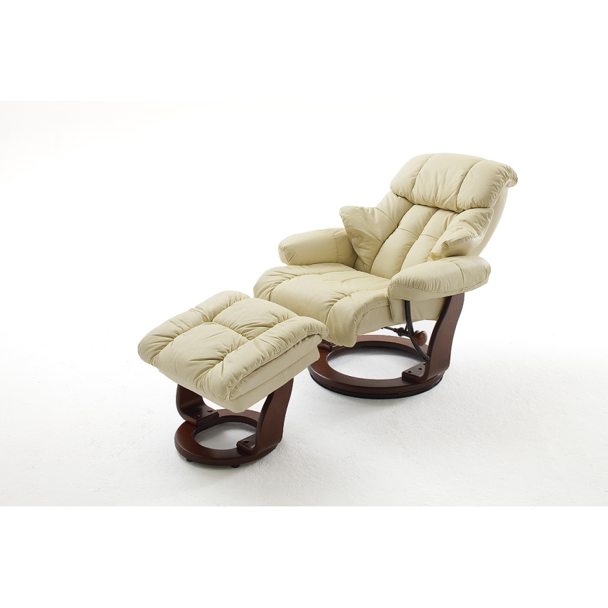 HABI Reclining Armchair, Cream/Walnut