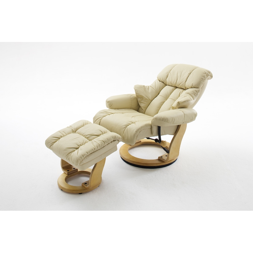 HABI Reclining Armchair — Cream / Natural Oak