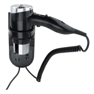 Hairdryer with holder, 11 x 24 cm, silver/black