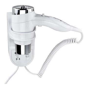 Hairdryer with Holder, 11 x 24 cm — Silver/White