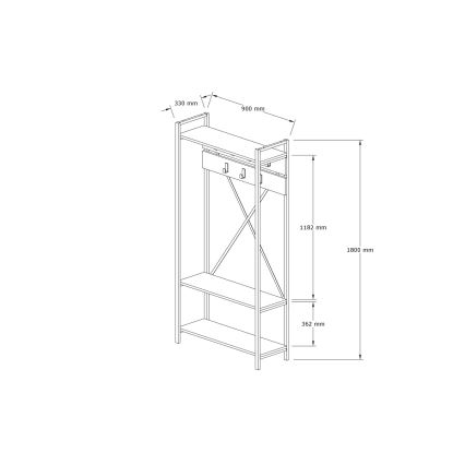 Hallway wall ALFA 180x90 cm white/black