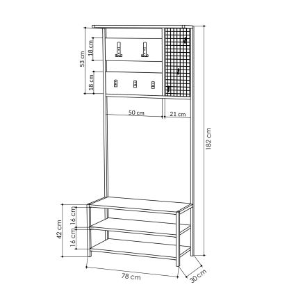 Hallway wall NOMAD 182x78 cm black/anthracite