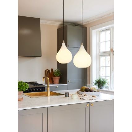 Halo Design 407931 - DROPS cable-hung pendant 1xE27/40W/230V Ø 30 cm white/matte chrome