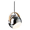 Halo Design 734443 - Cable pendant DC 1xE27/40W/230V Ø 18 cm Polished chrome/oak