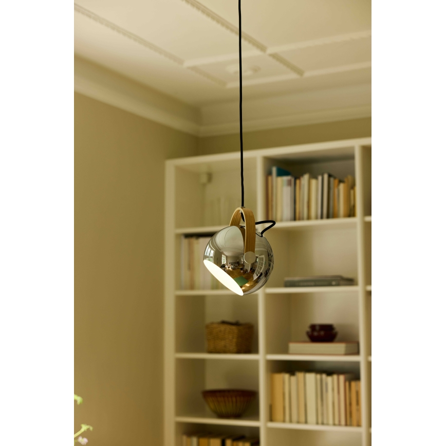 Halo Design 734443 - Cable pendant DC 1xE27/40W/230V Ø 18 cm Polished chrome/oak